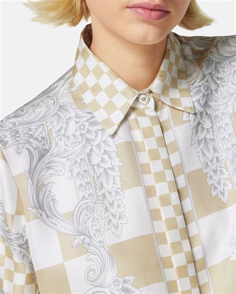 versace womans medusa shirt size|Versace contrasto silk shirt.